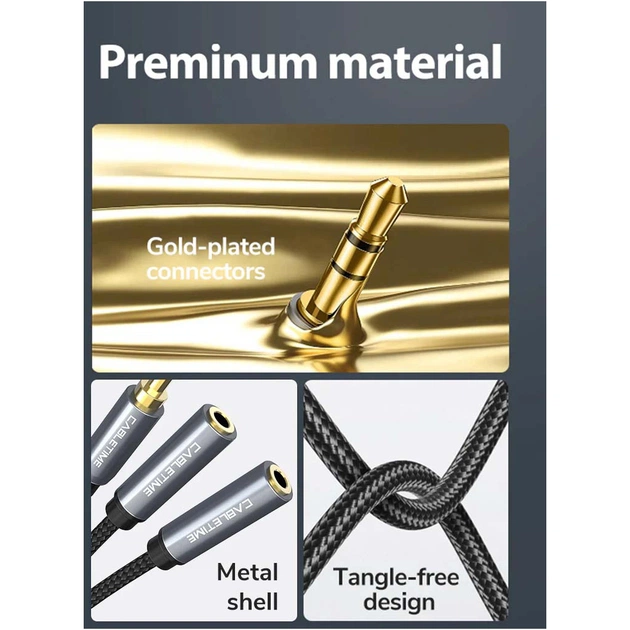 Кабель мультимедійний 3.5mm M to 2x3.5mm F 0.2m Cabletime (CA915248) - picture 4