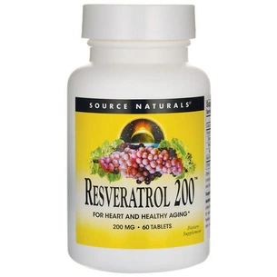 Антиоксидант Source Naturals Ресвератрол, Resveratrol, 200 мг, 60 таблеток (SN2293) зображення 1