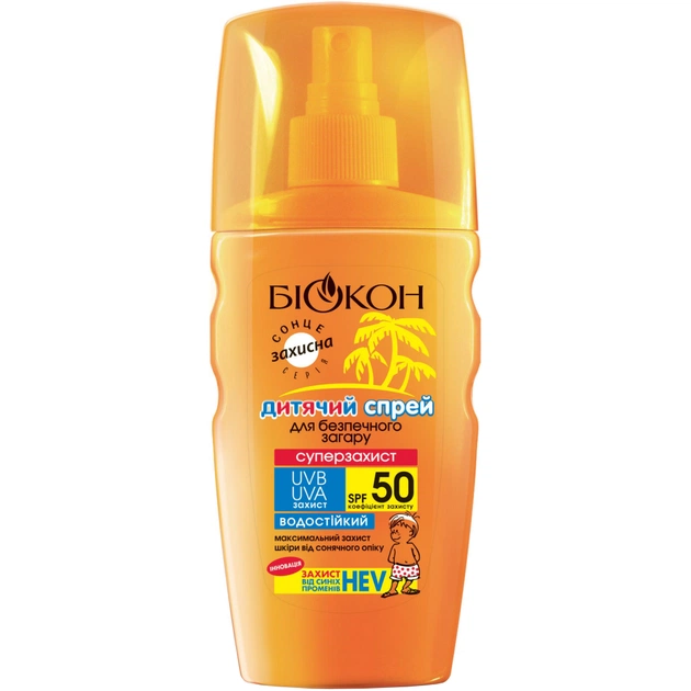 Засіб для засмаги Біокон Дитячий спрей для безпечної засмаги Суперзахист SPF-50 160 мл (4820008318404) - picture 1