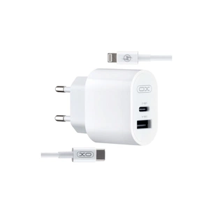 Зарядний пристрій XO L97 (1Type-C/1USB/2.4A) + Type-C - Lightning White (XO-L97-LG) зображення 1