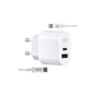 Зарядний пристрій XO L97 (1Type-C/1USB/2.4A) + Type-C - Lightning White (XO-L97-LG) - зменшене зображення 1