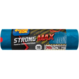 Пакети для сміття Фрекен БОК Strong MAX із затяжкою двошарові Сині 70 л 10 шт. (4823071627886) зображення 1