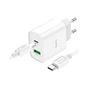 Зарядний пристрій HOCO C80A Plus Rapido PD20W+QC3.0 charger set(C to C) White (6931474779908) - зменшене зображення 5