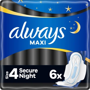Гігієнічні прокладки Always Maxi Secure Night Розмір 4 6 шт. (8006540538258) зображення 1