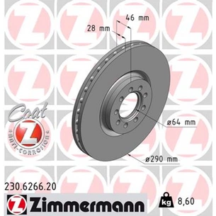 Гальмівний диск ZIMMERMANN 230.6266.20 зображення 1