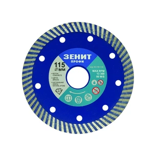 Диск пильний Зеніт "ПРОФІ" алмазний ТУРБО 115?10 мм (16310115) зображення 1