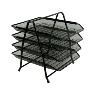 Лоток для паперів Axent горизонтальний 4-в-1, металевий, чорний (2129-01-A) зображення 1