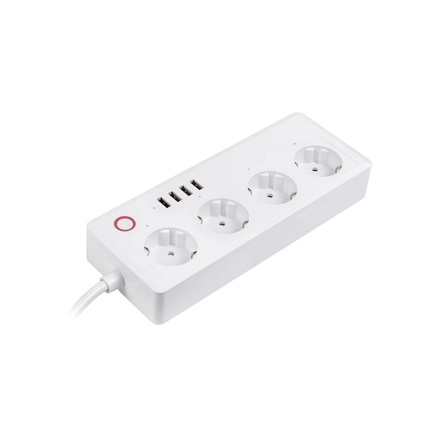 Мережевий фільтр живлення TUYA Smart 1.8м, 16A, 4*розетки/4*USB (HS082383) - изображение 1