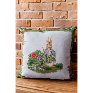 Подушка Прованс декоративна гобеленова Заєць з морквою Галявина 45х45 см (034248) зображення 1