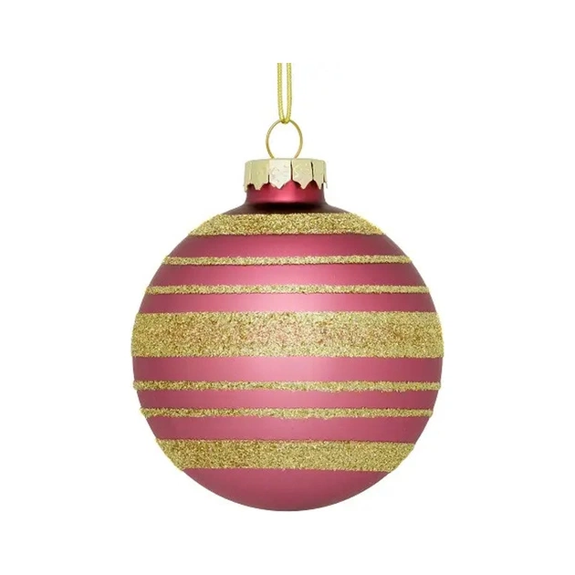 Ялинкова іграшка House Of Seasons Скляні кульки 3 шт D7 см Рожеві (8718861801606) - picture 4