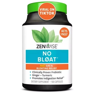 Пробіотики Zenwise Усунення здуття живота та газоутворення, NO BLOAT, 100 капсул (ZNW72049) зображення 1