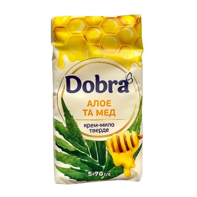 Твердое мыло Dobra Алое и мед 5 х 70 г (4820195509180) - изображение 1