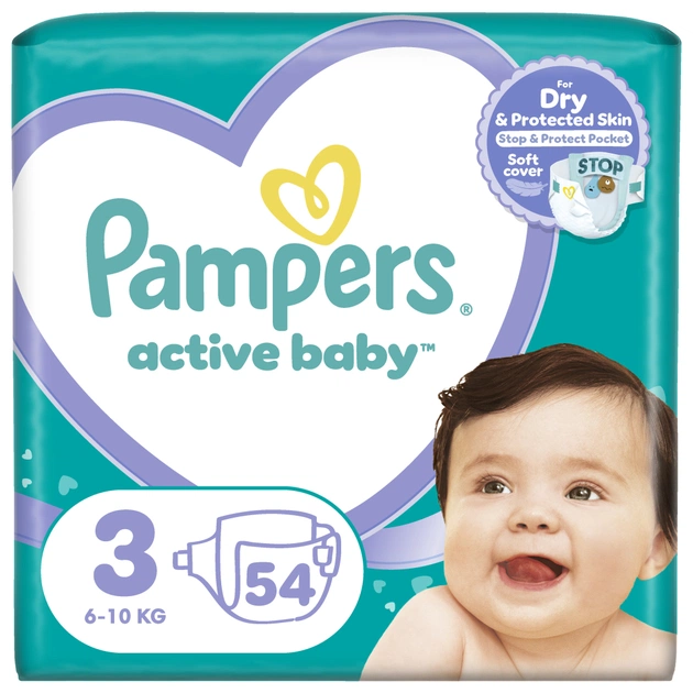 Підгузки Pampers Active Baby Розмір 3 (6-10 кг) 54 шт (8001090948977) - зображення 1