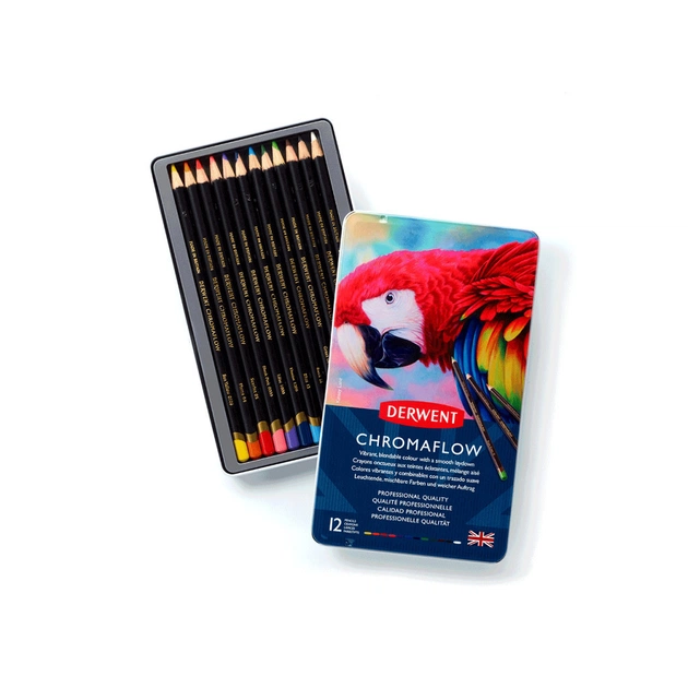 Олівці кольорові Derwent Chromaflow 12 кол. у металевому пеналі (5028252616119) - picture 8
