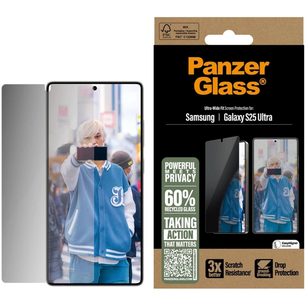 Скло захисне PANZERGLASS Privacy Samsung Galaxy S25 Ultra Ultra-Wide Fit (PG_PGRPUWFG38488) - изображение 1
