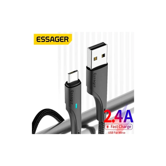 Дата кабель USB 2.0 AM to Micro 5P 1.0m 3A black Essager (EXCM-LS01) - picture 6