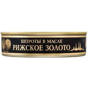 Рибні консерви Ризьке золото Шпроти в оливковій олії 160 г з ключем (4820062447478) зображення 1