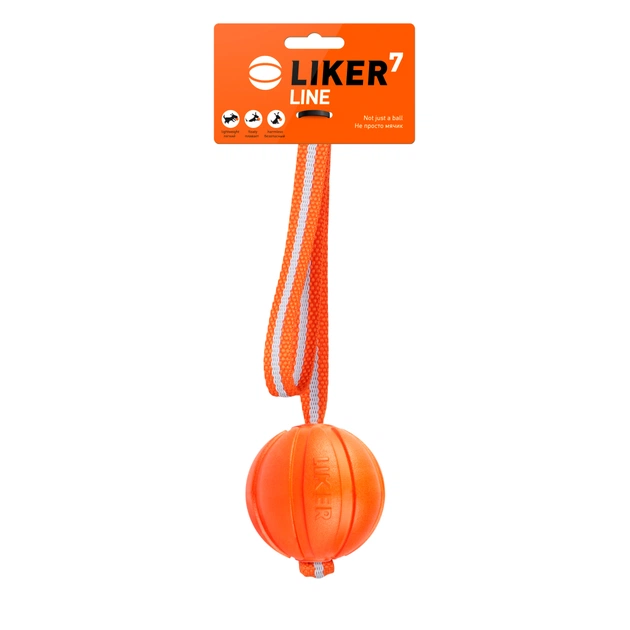 Игрушка для собак Liker Line Мячик с лентой 7 см (6287) - изображение 1