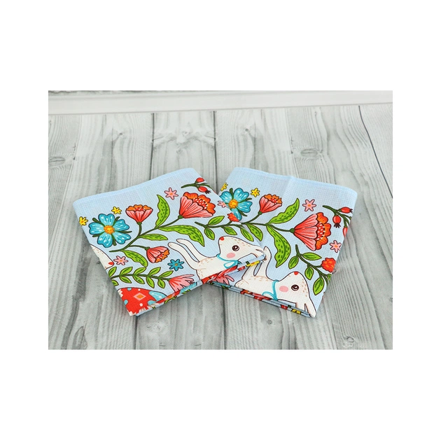 Рушник Руно вафельний набивний Великдень блакитний 45х60 см (205.15_Великдень блакитний_3) - picture 3