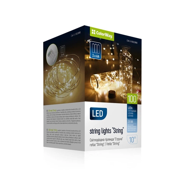 Гірлянда ColorWay Струна LED 100 10 м теплий колір 3 AA Battery (CW-G-100L10NB) - picture 1