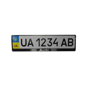 Рамка номерного знака CarLife з пластик об'ємними літерами AUDI (2шт) (24-001) зображення 1