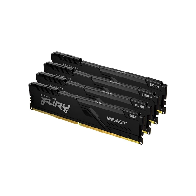 Модуль пам'яті для комп'ютера DDR4 128GB (4x32GB) 3200 MHz Fury Beast Black Kingston Fury (ex.HyperX) (KF432C16BBK4/128) - изображение 1