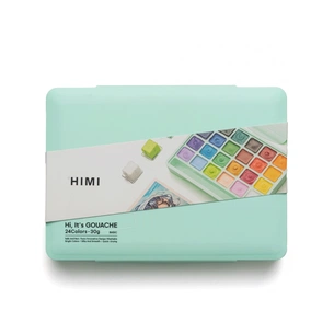 Гуашеві фарби HIMI Jelly Cup 24 кольори по 30 мл, зелений пластик.пенал (6974712453635) изображение 1