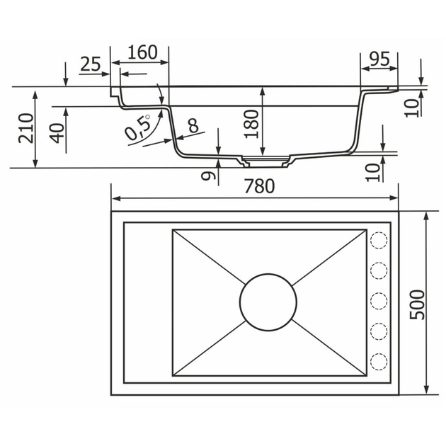 Мойка кухонная GRANADO Royal Artes black shine (+ подрібнювач Algar 1000 + змішувач Ferrol inox + дозатор Redondo inox (ksg1301) - изображение 12