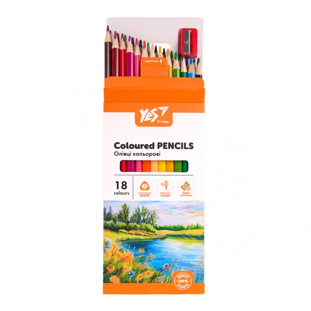 Олівці кольорові Yes Orange Line 18 кольорів з точилкою (290739) - picture 4