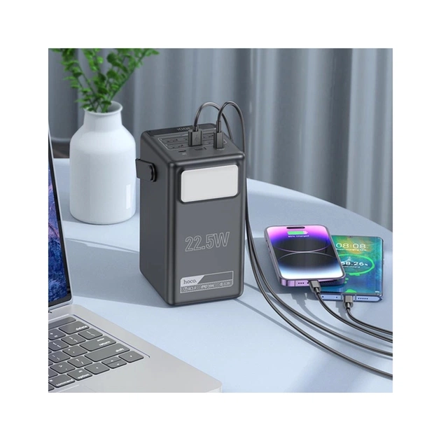Батарея універсальна HOCO 100000mAh Endure 22.5W PD, QC, LED Lamp, Black (DB03 / 714721) - зображення 9
