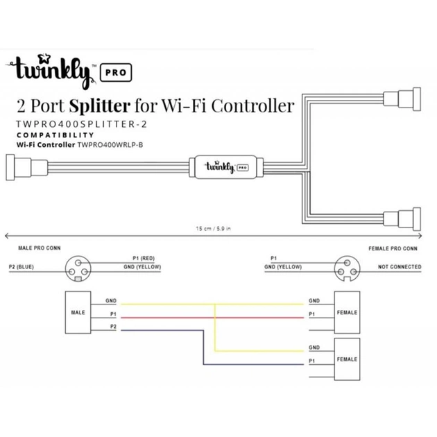 Гірлянда Twinkly PRO Спліттер-розгалуджувач Pro, IP65, чорний (TWPRO400SPLITTER-2) - зображення 1