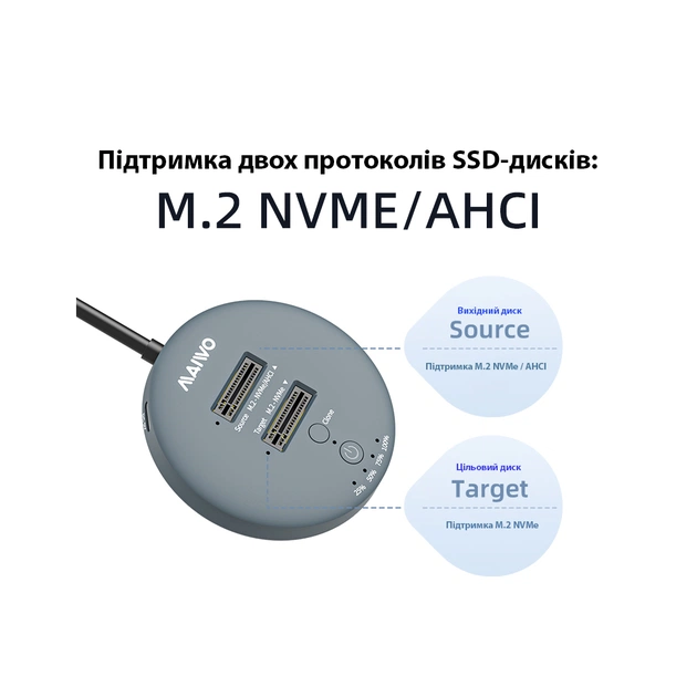 Док-станція для накопичувачів Maiwo 2*NVMe M.2 SSD to USB3.2 Gen2 USB-C 10Gbps (K3026P2 grey) - picture 4