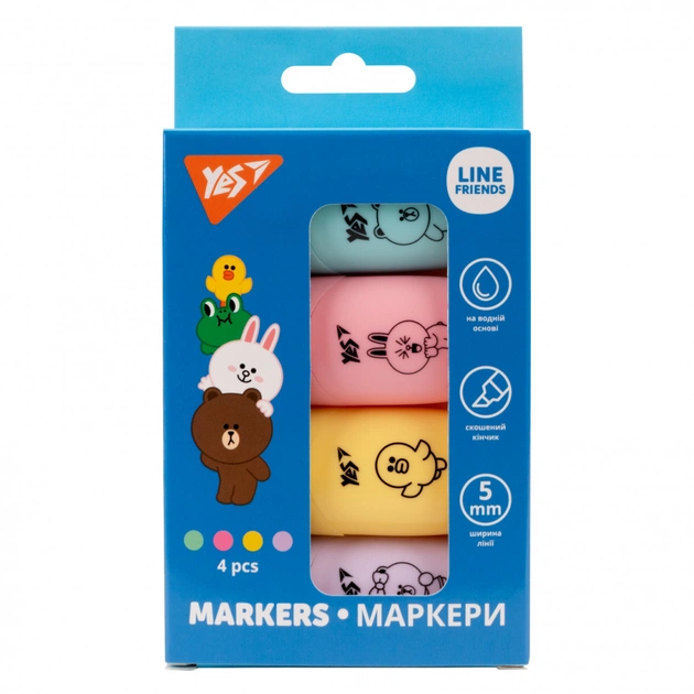 Набір маркерів Yes текстовий Line Friends 4 шт (390711) - picture 1
