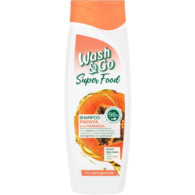Шампунь Wash&Go Super Food з папаєю та морингою 400 мл (8008970053103) - зображення 1