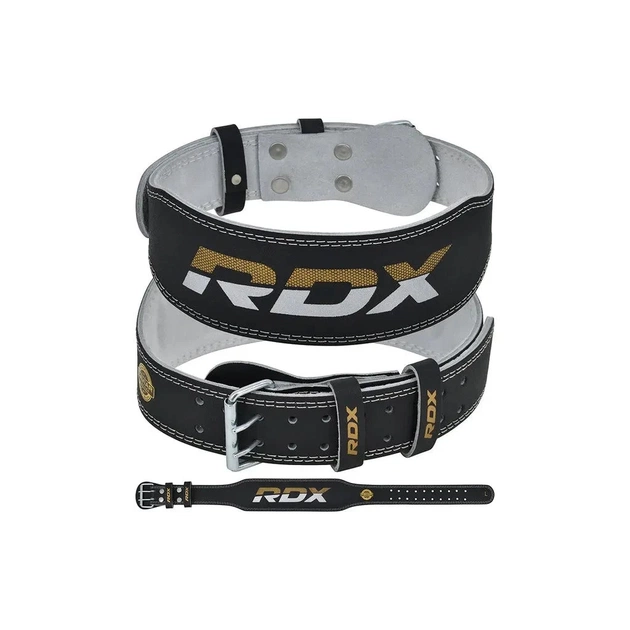 Атлетичний пояс RDX 4 шкіряний Black Gold M (WBS-4RB-M) - изображение 1