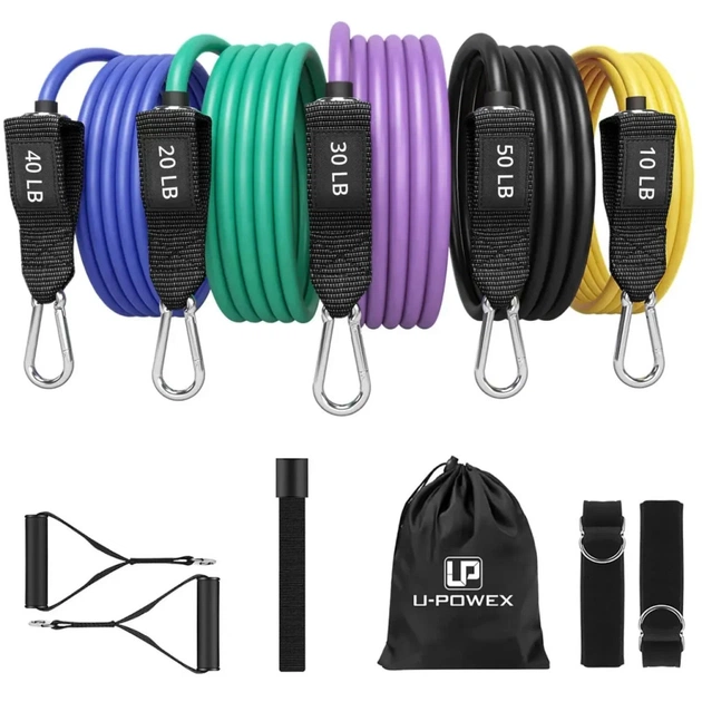 Еспандер U-Powex Resistance bands набір 5шт 150LB до 68кг (UP_1040_150LB) - зображення 9