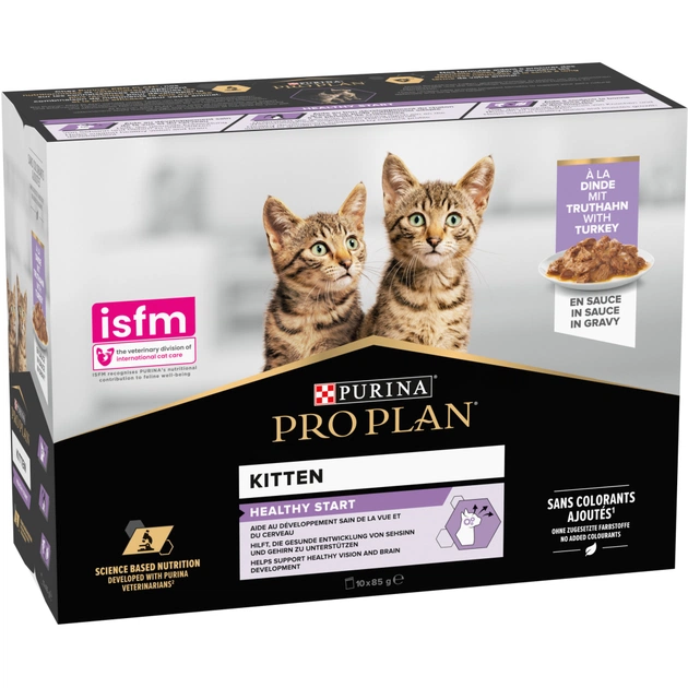 Вологий корм для кішок Purina Pro Plan Kitten Healthy Start Для кошенят З індичкою 10 х 85 г (7613034767646) - picture 4