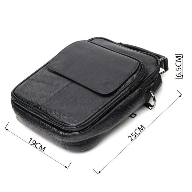 Сумка Vintage Мессенджер из натуральной кожи Черная (21950) - изображение 3