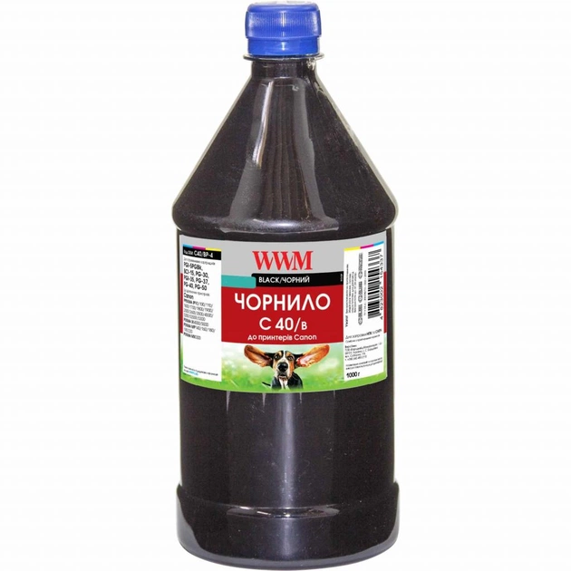 Чернила WWM Canon PG-40Bk/PG-50Bk/PGI-5Bk 1000г Black (C40/B-4) - изображение 1