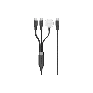 Дата кабель USB-C to 2xUSB-C 100W + Apple Watch 5W 1.4m FUSION-CCW black Promate (fusion-ccw.black) зображення 1