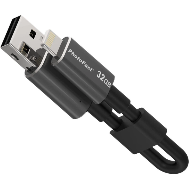 USB флеш накопичувач PhotoFast 32GB MemoriesCable Black USB 2.0 - Lightning (CABLEU2-32GB) - изображение 1