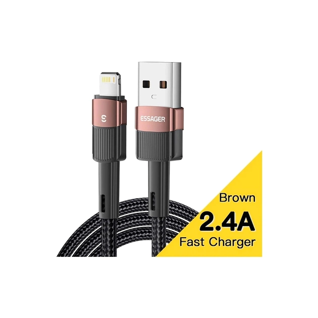Дата кабель USB 2.0 AM to Lightning 2.0m 2.4A brown Essager (EXCL-XCA12) - изображение 1