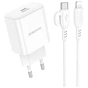 Зарядное устройство BOROFONE BA81A USB-C PD20W + cable USB-C to Lightning White (6941991108198) - уменьшенное изображение 1