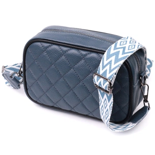 Сумка Vintage Шкіряна жіноча через плече на одне відділення Синя (22385) зображення 1