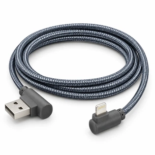 Дата кабель USB 2.0 AM to Lightning 1.0m 2.4A textile 90° corner gray XoKo (XK-CTL-005-GR) зображення 1