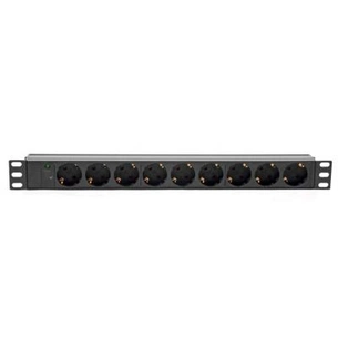 Силовий блок Kingda 19" 1U 9xSchuko, С14, без кабелю (KD-GER(16)N1009WKPB19A-C14) зображення 1