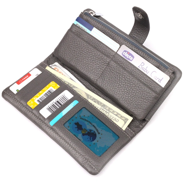 Портмоне Karya Из натуральной кожи Серое (20999) - изображение 6