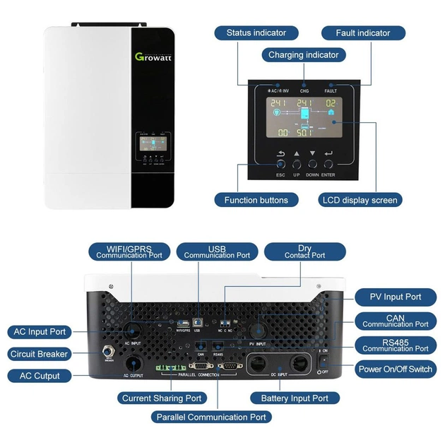 Сонячний інвертор Growatt SPF5000ES 5000W (SPF5000ES) - picture 6