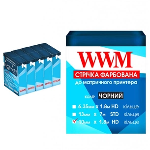 Стрічка до принтерів 10мм х 1.8м HD к. Black*5шт WWM (R10.1.8H5) зображення 1