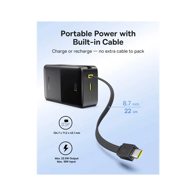 Батарея універсальна Baseus EnerFill FC51 Bipow2 Pro 30000mAh 22,5W build cab.USB-C black (E0028100) - зображення 8